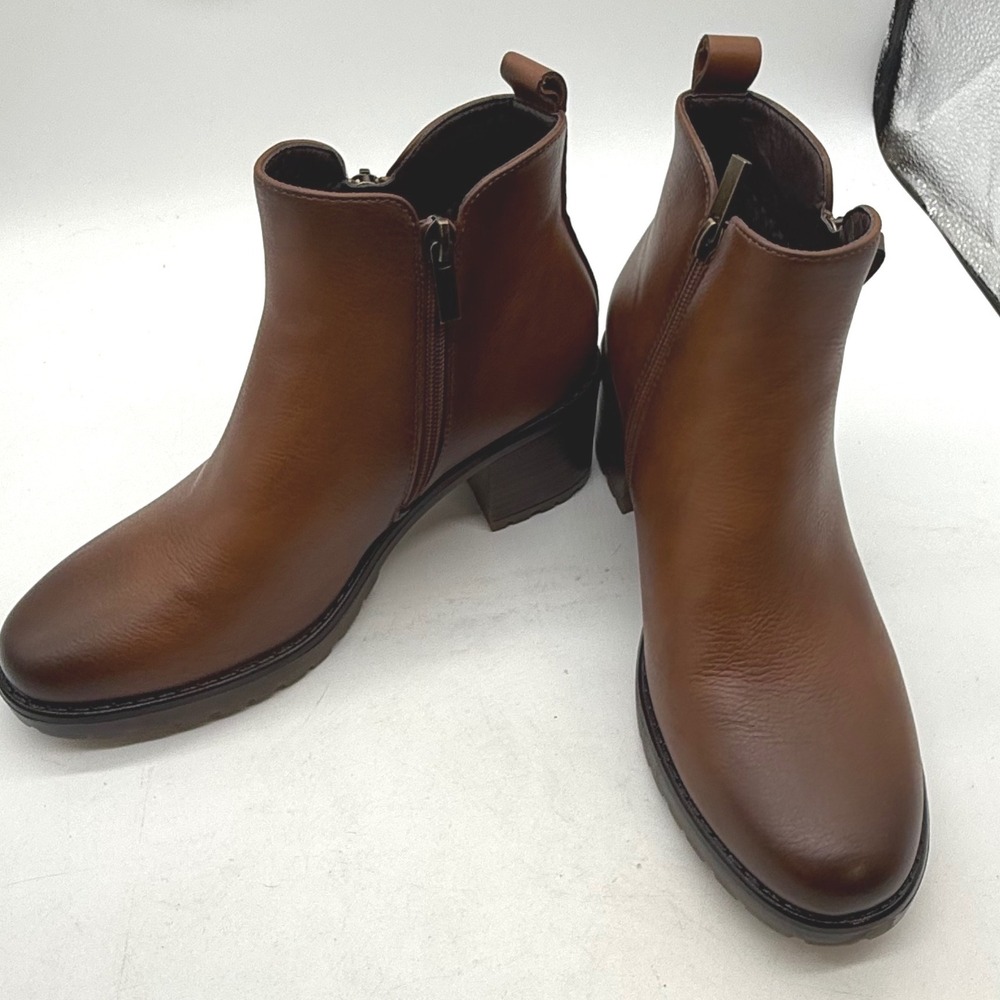 Patrizia Brown Lug Sole Block Heel Ankle Boots Size 37 US 6.5‎ 7 rugged combat